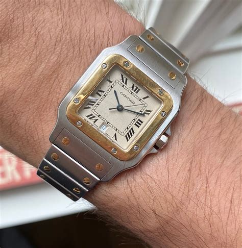 fake vintage cartier santos quartz watch|cartier santos size chart.